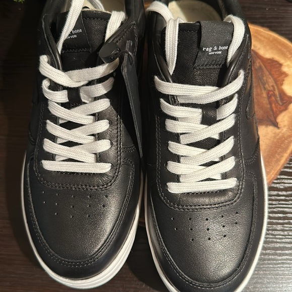 Rag & Bone Black Leather Sneakers - Picture 9 of 12